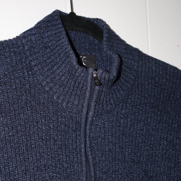 Calvin Klein 1/4 Zip Cotton Sweater Men’s Size L Navy - Picture 3 of 6